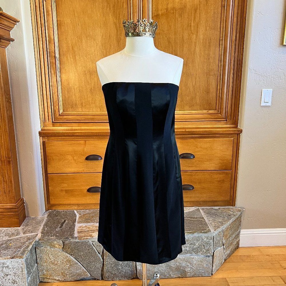 Rimini Black Two Tonal Striped Strapless Dress Size 12